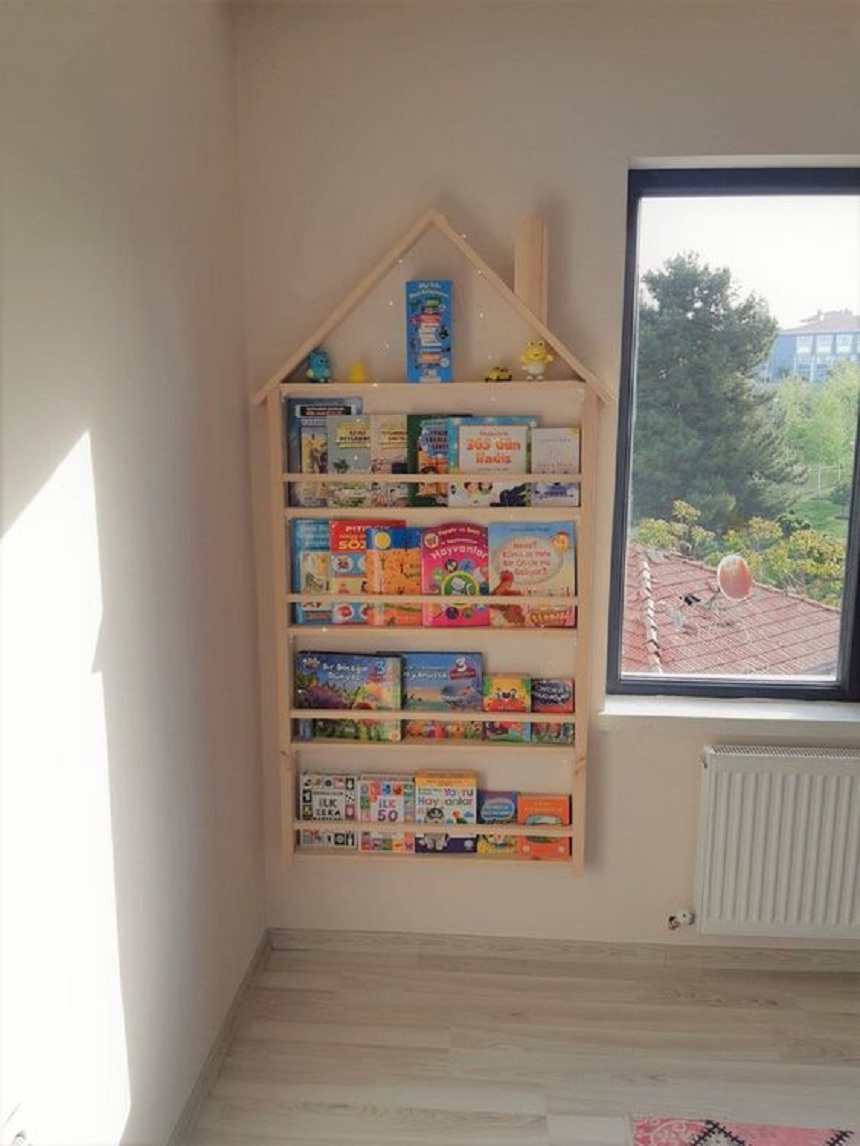 Kuzey Doğal Masif Ahşap Montessori Kitaplık