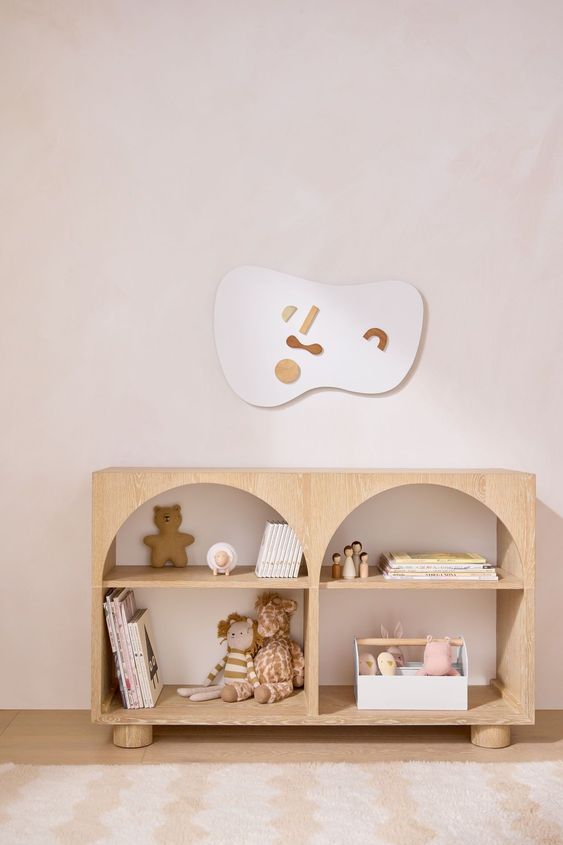 Seul Doğal Masif Ahşap Montessori Kitaplık